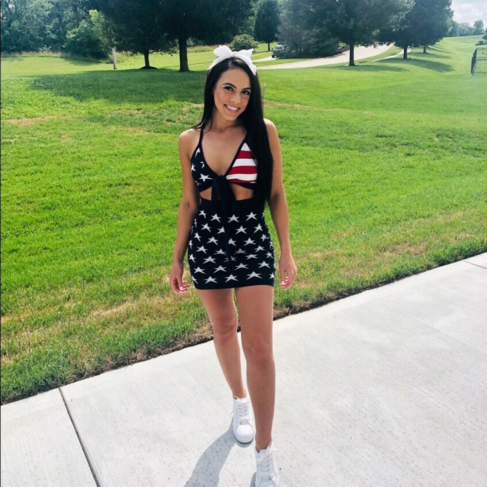 Small-Fashion Nova skirt set-American flag